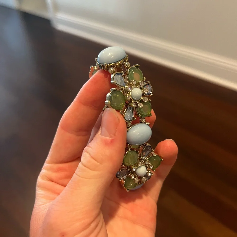Floral Gemstone Bracelet in Green and Blue - Picture 3 of 3